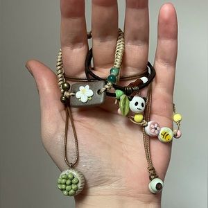 Handmade Minimalistic Clay Bracelets & Necklace Succulent/Panda/Flowers